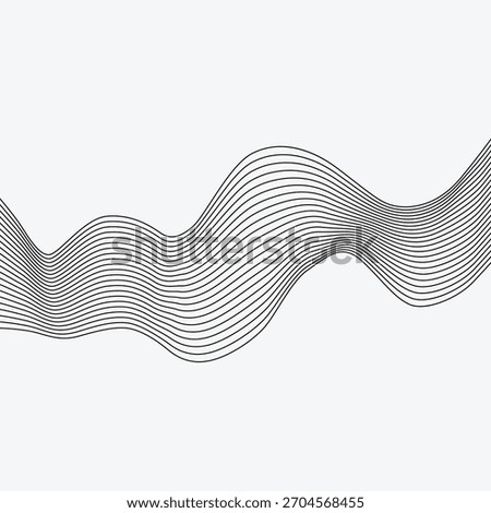 A monochromatic abstract design features a flowing, wave-like pattern constructed entirely from repeating lines of text, creating a sense of movement and texture.