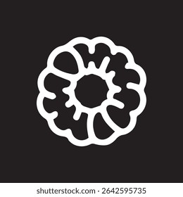 Monochromatic abstract floral design with a central empty circle, simple yet elegant artwork for various creative concepts and backgrounds.