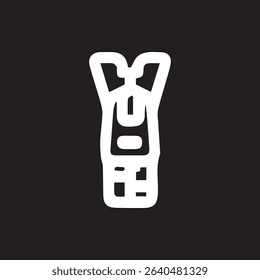 Monochromatic abstract icon with a minimalist design, perfect for backgrounds and artistic projects on a black background with bold white figure.