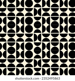 A monochromatic abstract pattern featuring circular shapes, seamless repeated pattern 