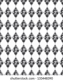 Monochromatic abstract seamless rhomb tile pattern. Seamless floral ornamental background.