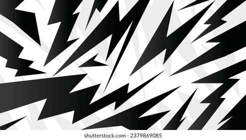 Monochromatic Abstract Spiked and various sharp Zigzag Lines arrow pattern on Black and White Background svg