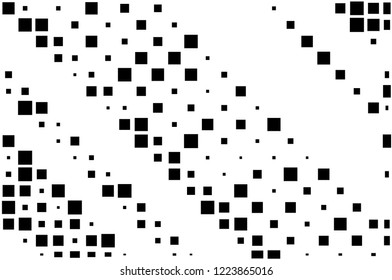 Monochromatic abstract square pattern background. Vector illustration Black and white geometric halftone vector graphic with small and big squares