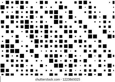 Monochromatic abstract square pattern background. Vector illustration Black and white geometric halftone vector graphic with small and big squares