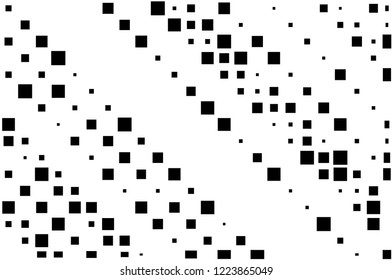 Monochromatic abstract square pattern background. Vector illustration Black and white geometric halftone vector graphic with small and big squares