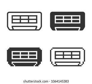 Monochromatic air conditioner icon in different variants: line, solid, pixel, etc.