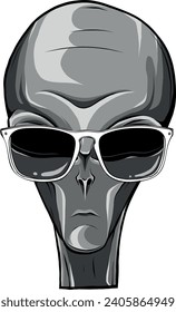 coloridas gafas de sol de cabeza monocromáticas de Aliens. Ilustración de vectores