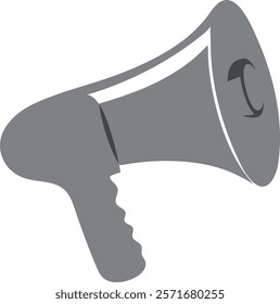 Monochromatic artistic illustration of a megaphone icon, representing communication, announcements, or public speaking in a clean and modern design.