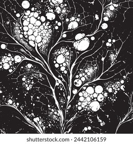 Monochromatic background with spotted crackle texture and leaf-like splashes