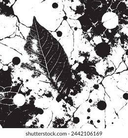 Monochromatic background with spotted crackle texture and leaf-like splashes