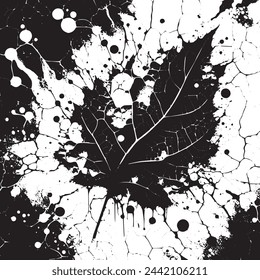 Monochromatic background with spotted crackle texture and leaf-like splashes