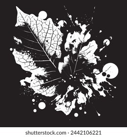 Monochromatic background with spotted crackle texture and leaf-like splashes
