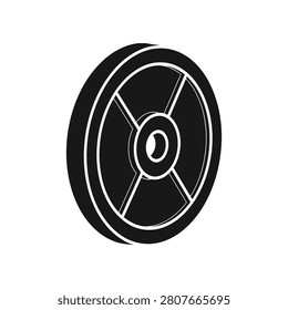 Monochromatic barbell disc a symbol of physical exertion and athletic progression. Ideal for gym promotions and health advertisements.