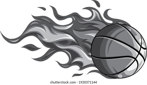 monochromatic Basketball ball in flame vector illustration design