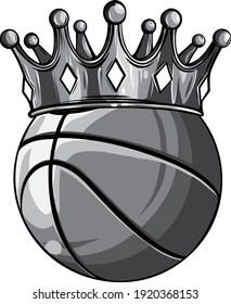 King Crown monocromático de baloncesto. Icono Ganador Deportivo, Ilustración De Estilo Emoji.