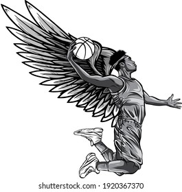 Monochromatic Basketball Player. Vector Illustration Created In Topic Second Wind