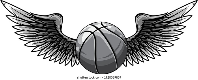 monochromatic Basketball Template with Wings vector illustration graphic