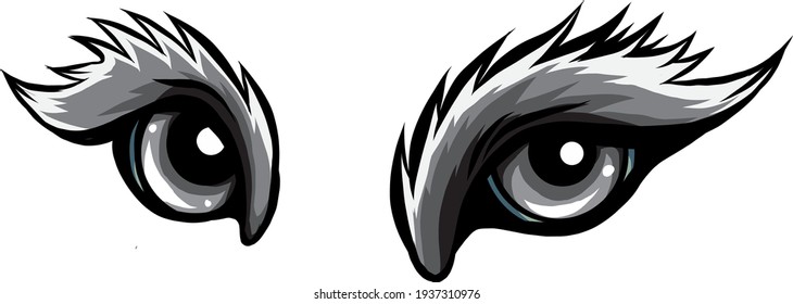 Monochromatic Beast Eyes Logo Icon Vector Illustration Design