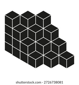 Monochromatic black cubes. Extraordinary wall Vector. Isometric containers pile. Sophisticated construction block. EPS 10.