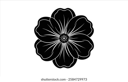 Monochromatic bloom: Delicate petals in silhouette.