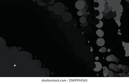 Monochromatic Bubble Design with Varied Circle Sizes on Black Background