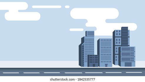 monochromatic buildings on the right with empty space on the left for text and descriptions. Street view with sky and 3d structures for business or or residential projects. Pornographic background.