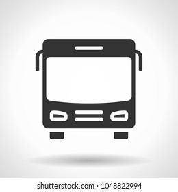 Monochromatic bus icon with hovering effect shadow on grey gradient background. EPS 10