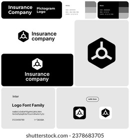 Monochromatic business logo with brand name for insurance company branding. Safe box icon. Design element. Visual identity. Template with inter font. Suitable for insurance, risk management.