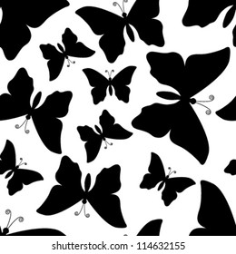 monochromatic butterfly seamless pattern