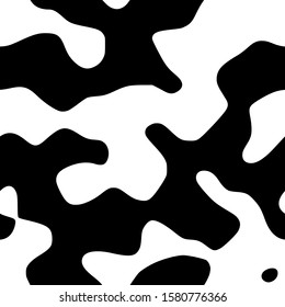 Monochromatic camouflage seamless pattern. Black and white cowhide tiling. Cowskin background