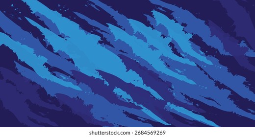 Cascata monocromática: traçados de pincel azul abstrato