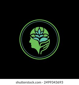 monochromatic circular logo representing the mental flourishing and natural well being of people with space for text