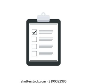 Monochromatic clipboard icon vector. Concept of checklist and survey.
