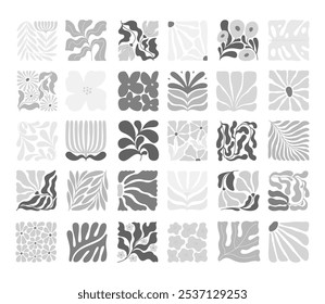 Elementos contemporâneos monocromáticos, cores em tons de cinza azulejos florais para design, banners, imprimível. Moda moderna decoração vetorial, decorações cerâmicas doodle