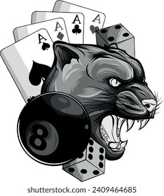 monochromatic Cougar Panther Mascot Head Vector illustration Graphic