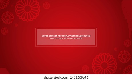 Monochromatic Crimson Red With Outline Flowers Decoration Simple Vector Background 