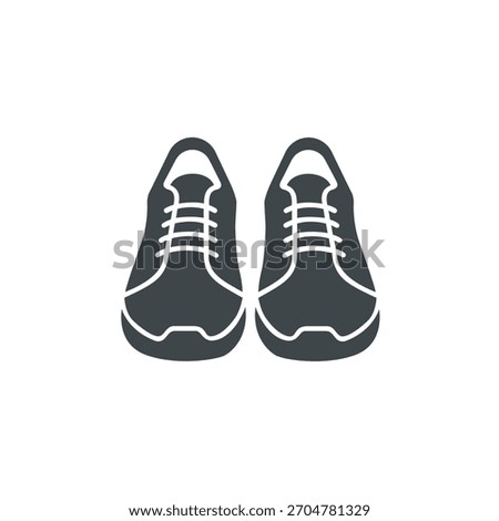 Monochromatic dark grey silhouette vector icon of a pair of running shoes or athletic sneakers, symbolizing fitness, exercise, sports, healthy lifestyle, and active recreation.