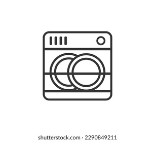 Monochromatic Dishwasher symbol. Vector Illustration for Appliances and Cooking.