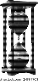 Monochromatic and distorted hourglass in a stylized pattern.