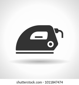 Monochromatic electric iron icon with hovering effect shadow on grey gradient background. EPS 10