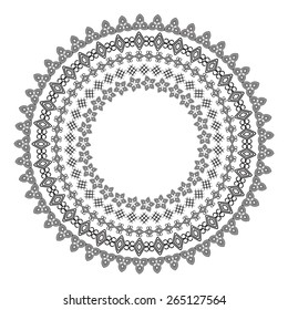 Monochromatic Ethnic Round Ornamental Vector Illustration EPS10