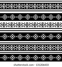 monochromatic ethnic seamless background. horizontal textures in black and white colors