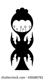 Monochromatic fantasy flower. Imaginary plant. Monochromatic plant clipart. Fantasy flower silhouette.
