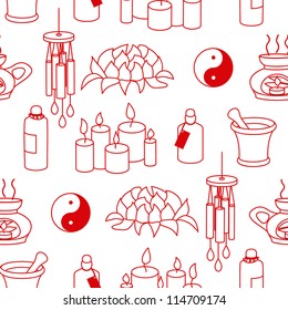 Monochromatic Feng Shui seamless pattern in simple style