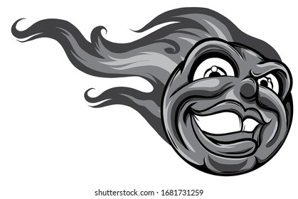 monochromatic Fire Flame Face Red. Hot Small Flames Icon.
