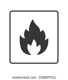 Monochromatic flammable icon. Concept of labels and packaging.