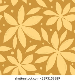 monochromatic floral pattern in natural style. large flowers scattered over a seamless background. hand drawn flowers print for kitchen fabric, curtains and towels
