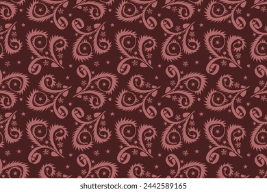 monochromatic floral seamless pattern or printing media, paper printing, fabric printing, and nature template