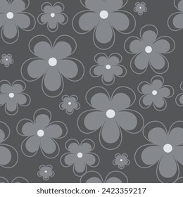 flor monocromática y patrón floral sin soldadura sobre un fondo oscuro