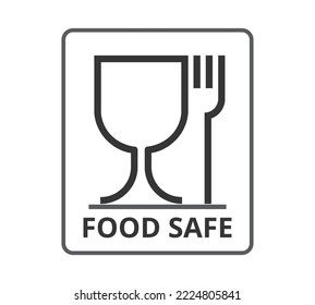 Monochromatic Food Safe symbol. Concept of food contact and safety.